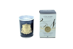 Cote Noire Candles - Dark Vessel with Gold Badge - Winter in the Chateau