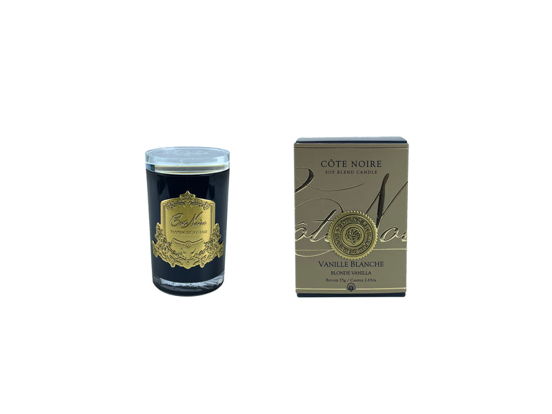 Cote Noire Soy Blend Candle - Blonde Vanilla - Gold Badge with Crystal Glass Lid