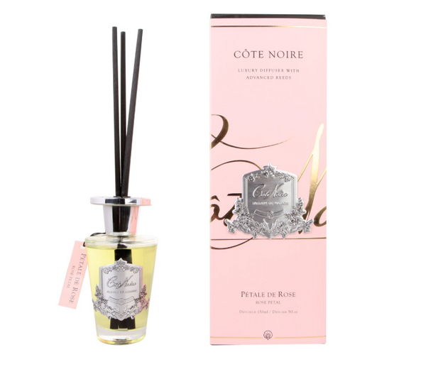 ** DISCONTINUED ** Cote Noire 150ml Diffuser Set - Rose Petal - Silver - GMDS15007