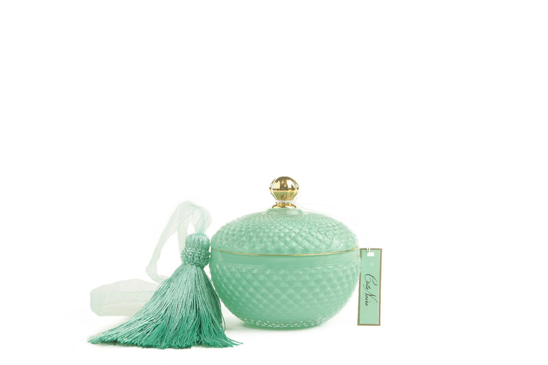 Round Art Deco Candle - Tiffany Blue & Gold - Persian Lime - GML30001